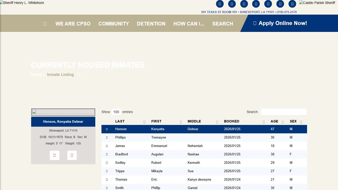 Caddo Correctional Center Inmates